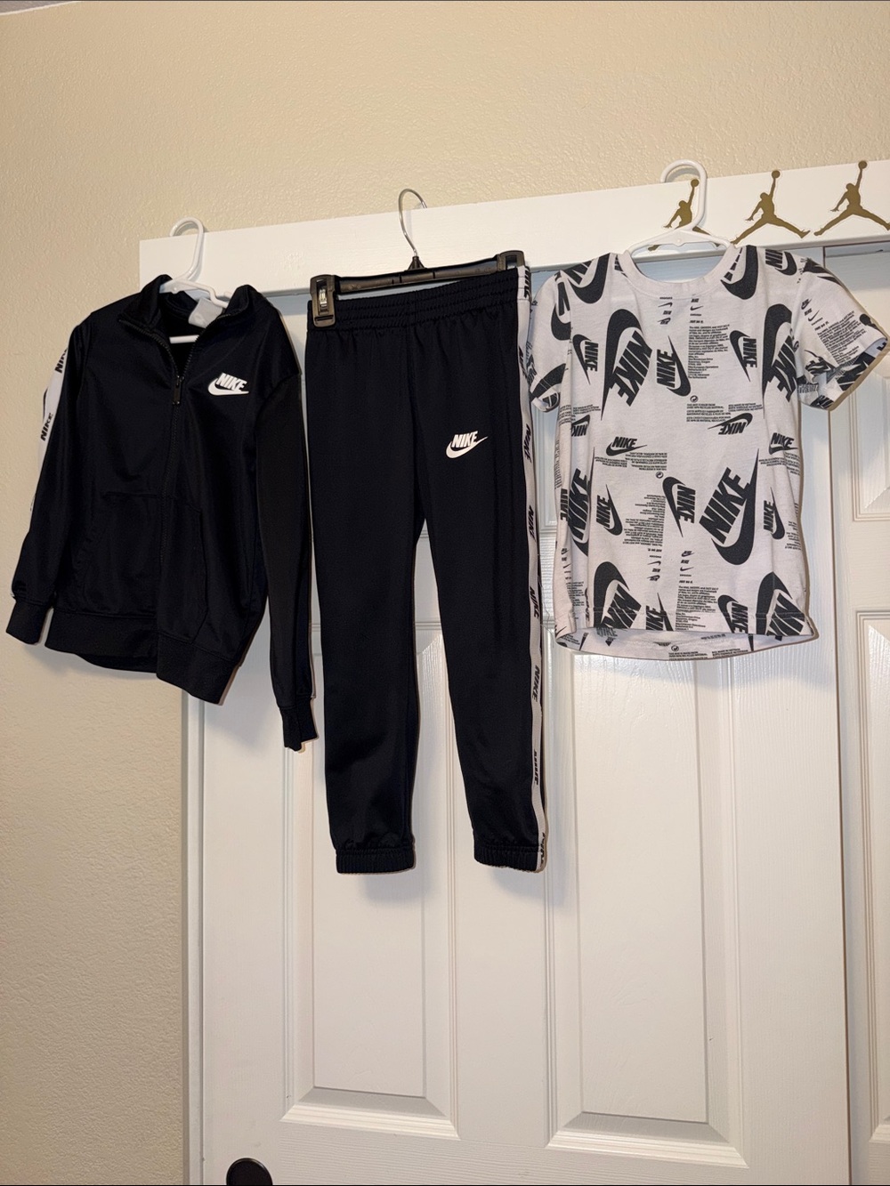Nike Kids' SZ 6 Black Track Jacket, Pants & Logo Tee Set